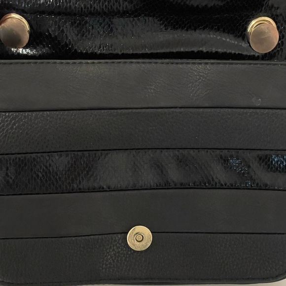 Steve Madden Black Faux Leather Shoulder Bag with Gold Accents - Picture 10 of 11